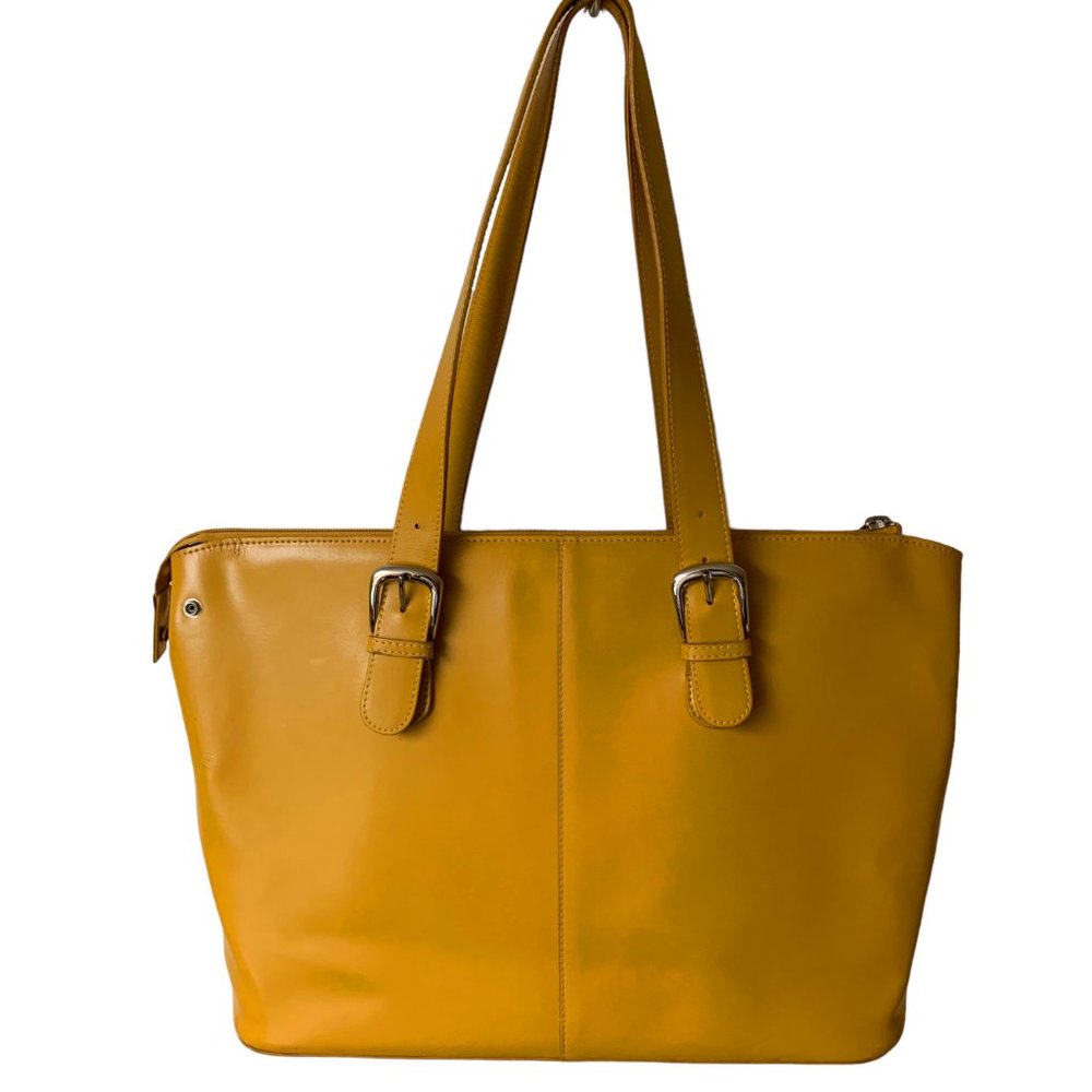 JACK GEORGES Milano Madison Avenue Mustard Leather Large Business Tote